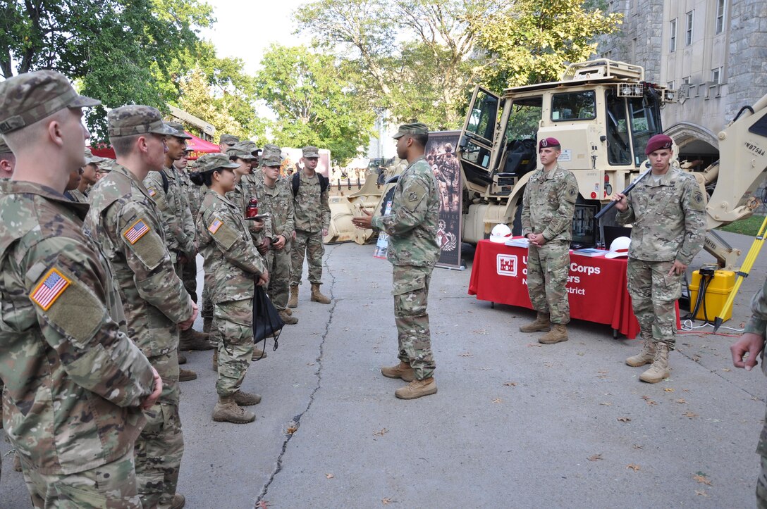 1Lt. Gregory D. Brown, project engineer, U.S. Army Corps of Engineers, New York District, shared with cadets his