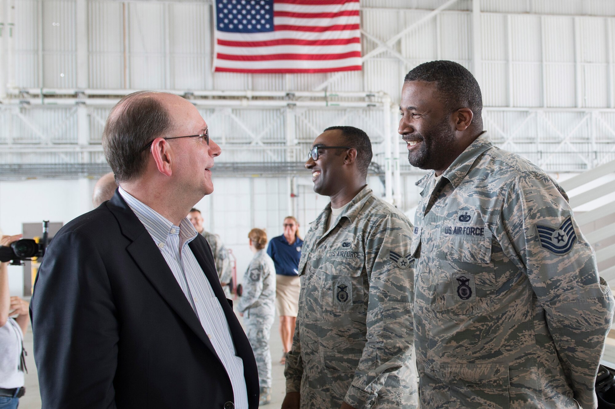 On Sept. 20, 2017, the Honorable Matthew P. Donovan, the Under Secretary of the Air Force and General Stephen W. Wilson, the Vice Chief of Staff of the U.S. Air Force, thanked several hundred 920th Rescue Wing Airmen in an aircraft hangar at Patrick Air Force Base, Florida, thanking them for their relief efforts after two major hurricanes battered Texas then Florida, back-to-back. The 920th RQW sent a contingent of 95 wing Airmen and 5 rescue aircraft to conduct rescues from Eastern Airport, College Station, Texas August 27, 2017. With little time to spare, the 920th begin responding to Texans in need within 45 minutes of their arrival. A week later they were getting ready to do the same thing at home in response to Hurricane Irma. (U.S. Air Force photo/Matthew Jurgens)