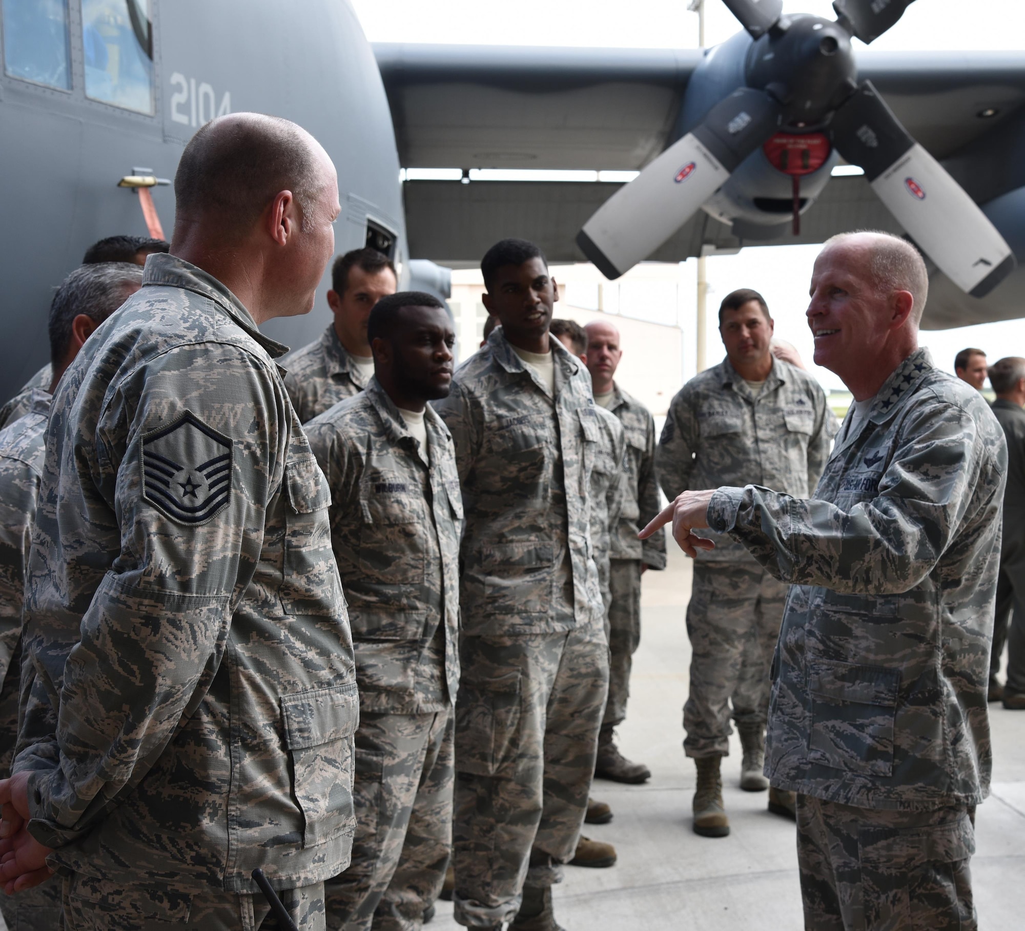 On Sept. 20, 2017, the Honorable Matthew P. Donovan, the Under Secretary of the Air Force and General Stephen W. Wilson, the Vice Chief of Staff of the U.S. Air Force, addressed several hundred 920th Rescue Wing Airmen in an aircraft hangar at Patrick Air Force Base, Florida, thanking them for their relief efforts after two major hurricanes battered Texas then Florida, back-to-back.  
The 920th RQW sent a contingent of 95 wing Airmen and 5 rescue aircraft to conduct rescues from Eastern Airport, College Station, Texas August 27, 2017. With little time to spare, the 920th begin responding to Texans in need within 45 minutes of their arrival. A week later they were getting ready to do the same thing at home in response to Hurricane Irma. (U.S. Air Force photo/TSgt. Lindsey Maurice)