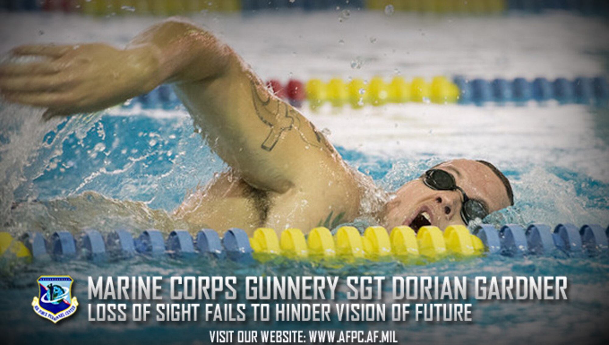 U.S. Marine Corps Gunnery Sgt. Dorian Gardner, training and operations chief with the Headquarters U.S. Marine Corps Training Command Public Affairs office, practices his starts during swimming practice for the 2017 Invictus Games in Toronto, Canada, Sept. 22, 2017. The Invictus Games were established by Prince Harry of Wales in 2014, and have brought together wounded and injured veterans from 17 nations to compete across 12 adaptive sporting events. (U.S. Army photo by Pfc. Seara Marcsis)