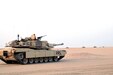 Battle tank in the desert.