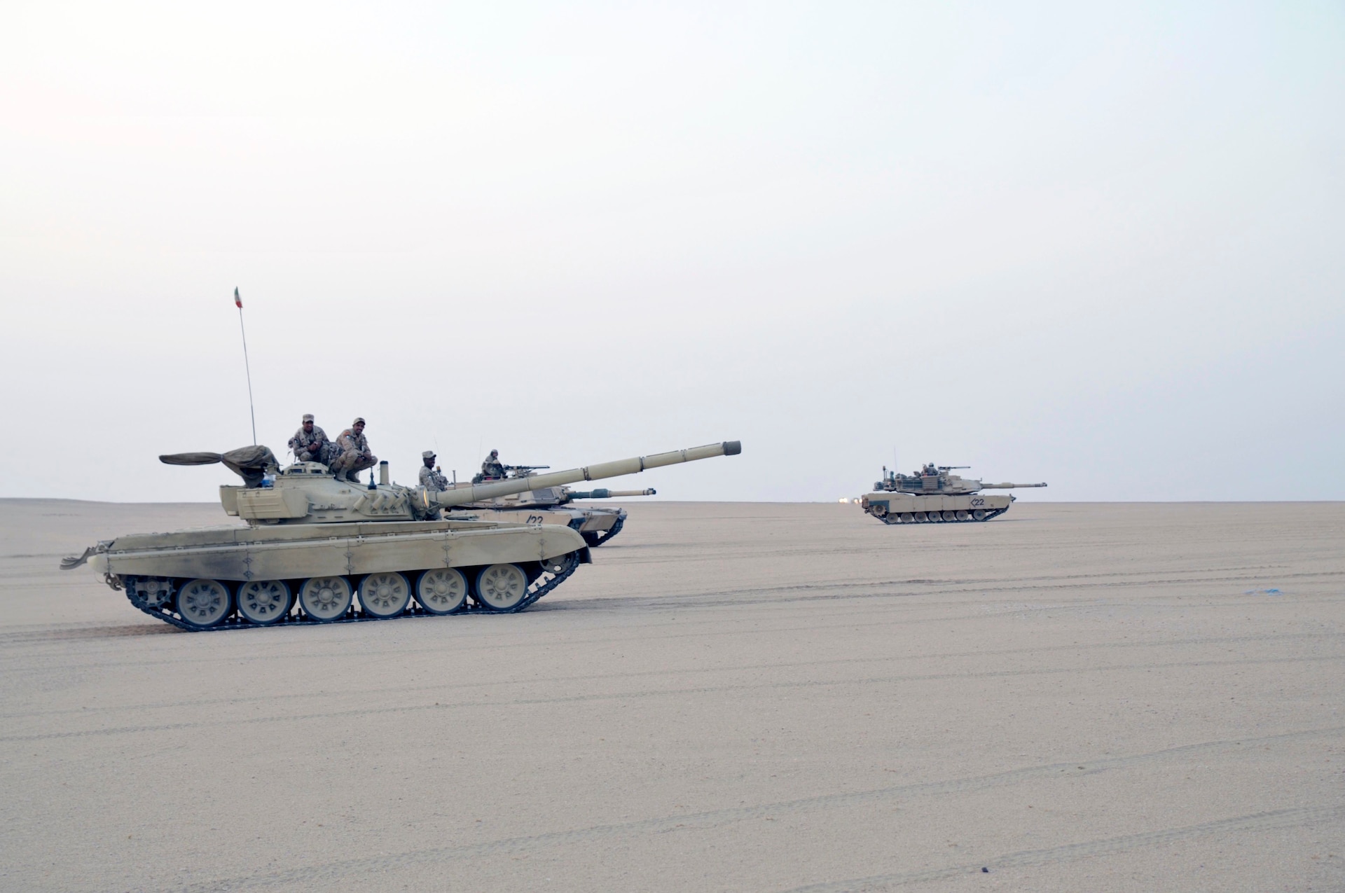 Two tanks in the desert.