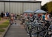 Participants prepare for a triathlon Sept. 23, 2017, on Columbus Air Force Base, Mississippi. The 14th Force Support Squadron hosted the event to promote fitness for Airmen and their families. (U.S. Air Force photo by Airman 1st Class Keith Holcomb)
