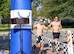 Second Lts. Dennis Cook and Forrest Schaffer, 14th Student Squadron student pilots, finish the triathlon Sept. 23, 2017, on Columbus Air Force Base, Mississippi. Some student pilots competed in pairs or groups, using the Saturday event to socialize and exercise. (U.S. Air Force photo by Airman 1st Class Keith Holcomb)