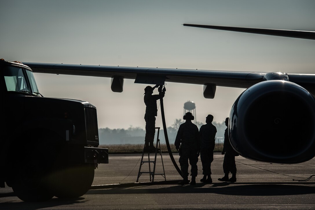 932nd crew chiefs get it done and top off the tank of a C-40c executive airlift aircraft.