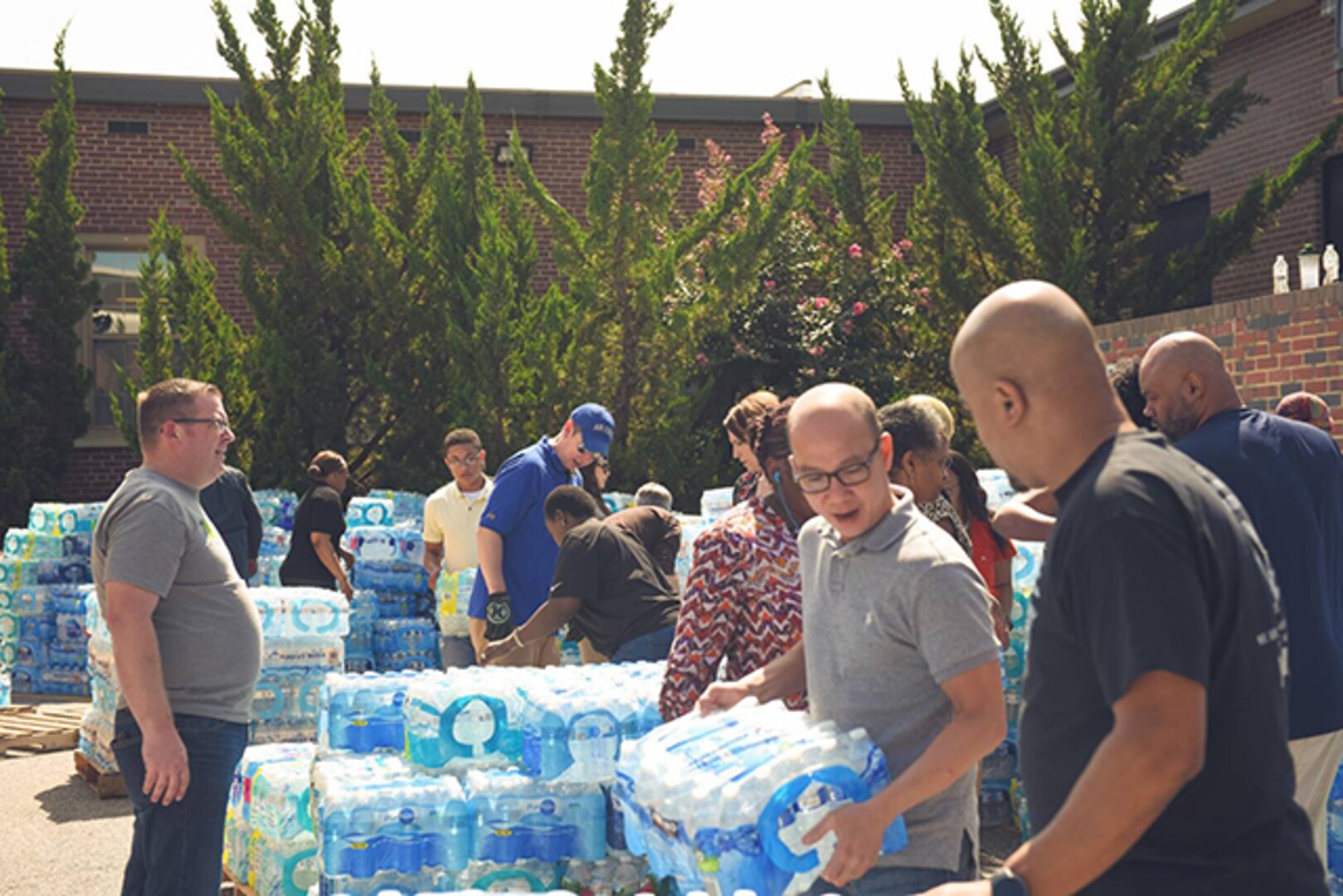 DLA Aviation employees load water donated for Florida victims of Hurricane Irma