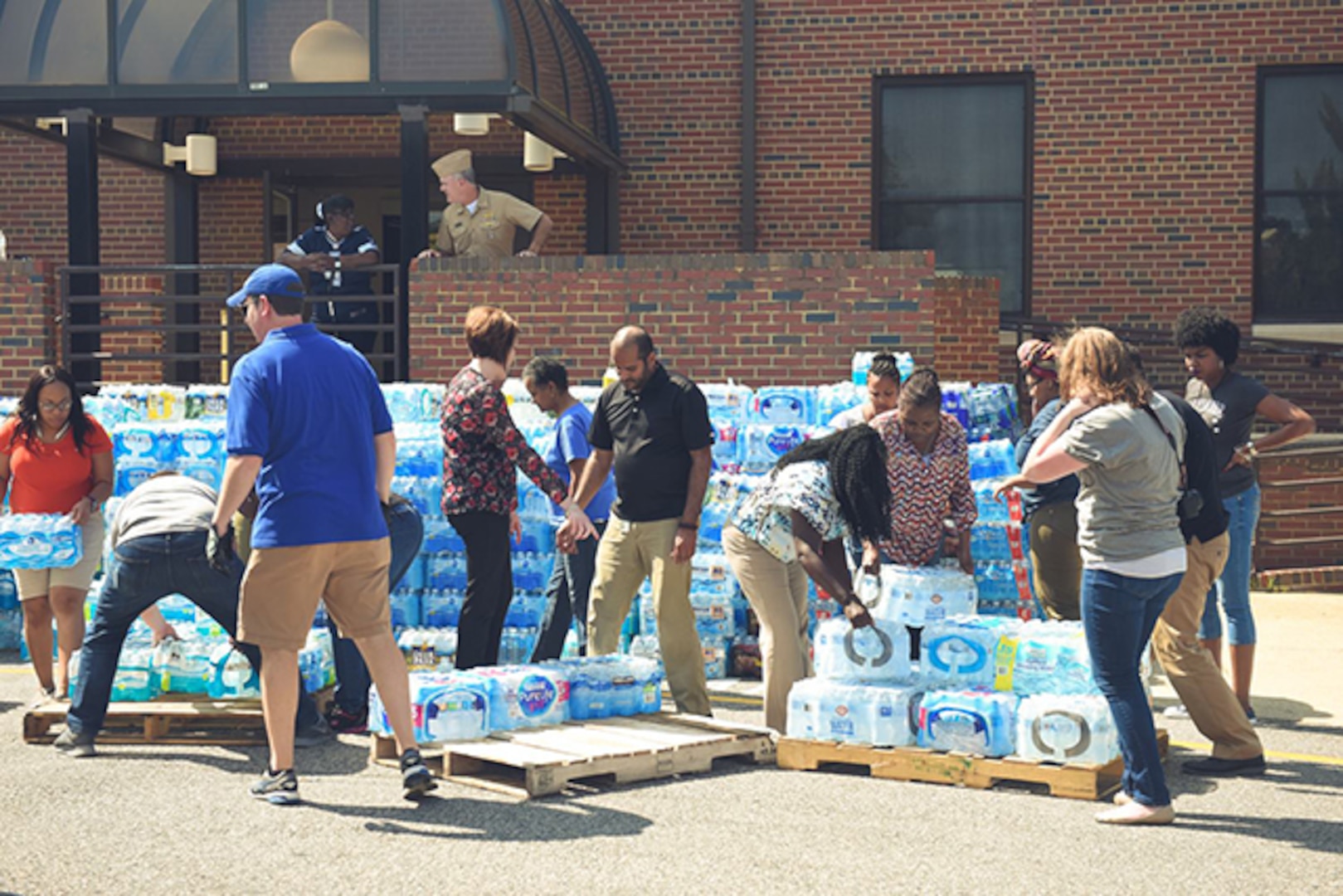 DLA Aviation employees load water donated for Florida victims of Hurricane Irma