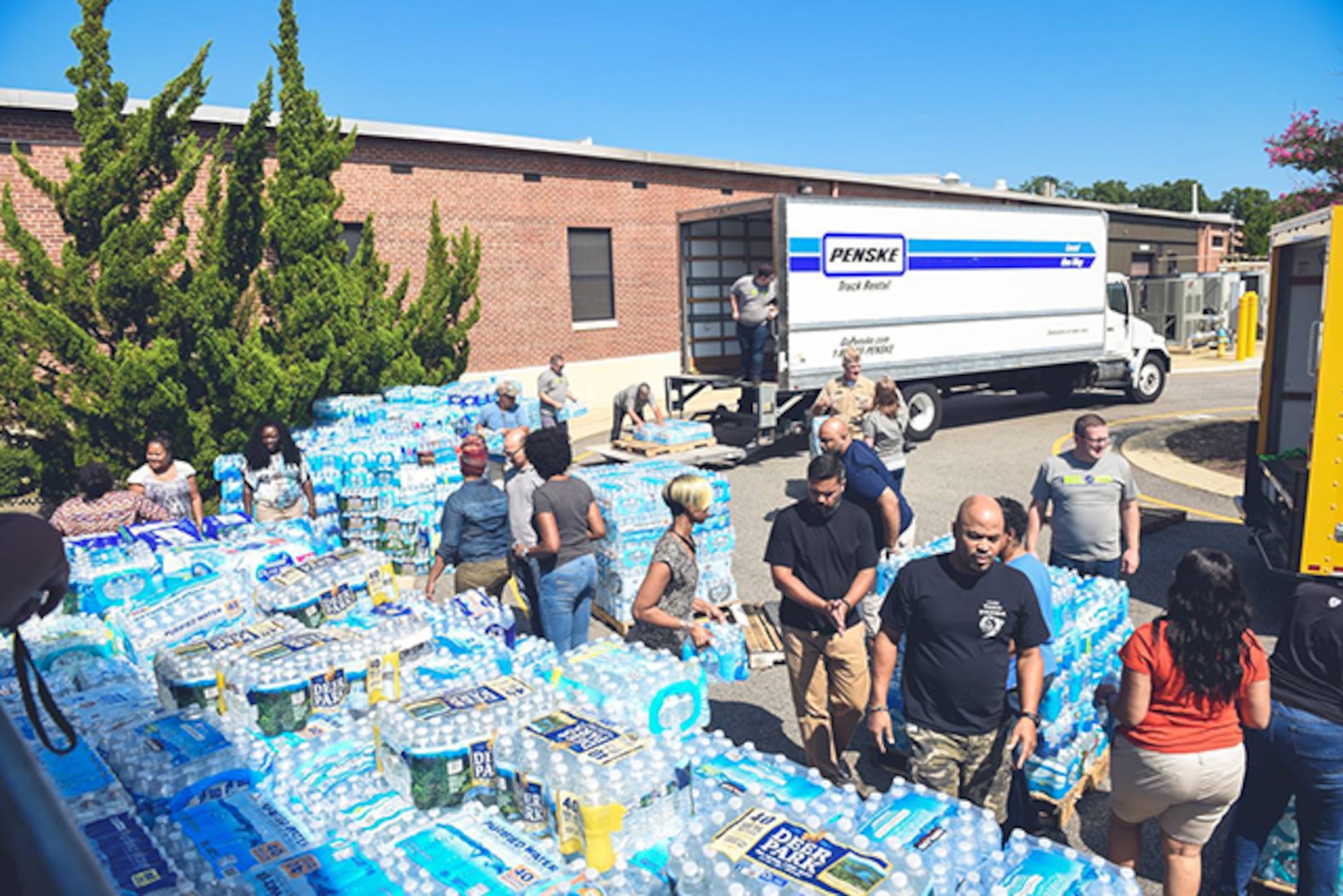 DLA Aviation employees load water donated for Florida victims of Hurricane Irma