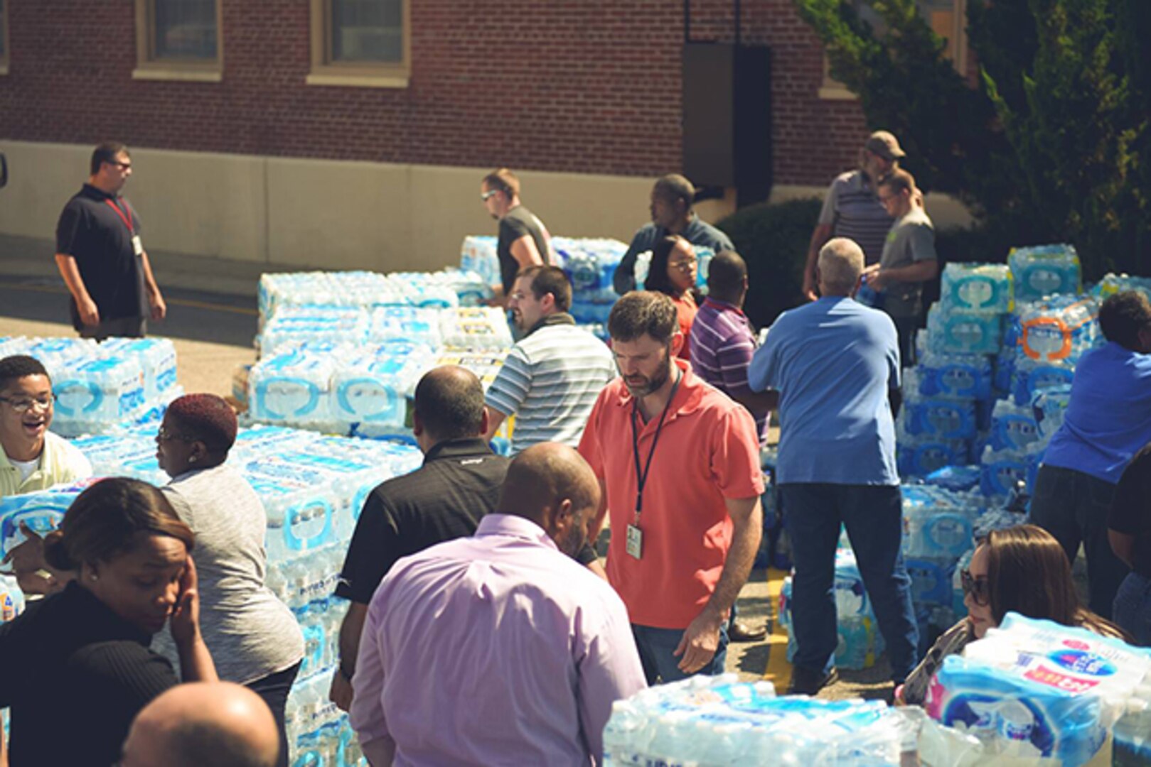 DLA Aviation employees load water donated for Florida victims of Hurricane Irma