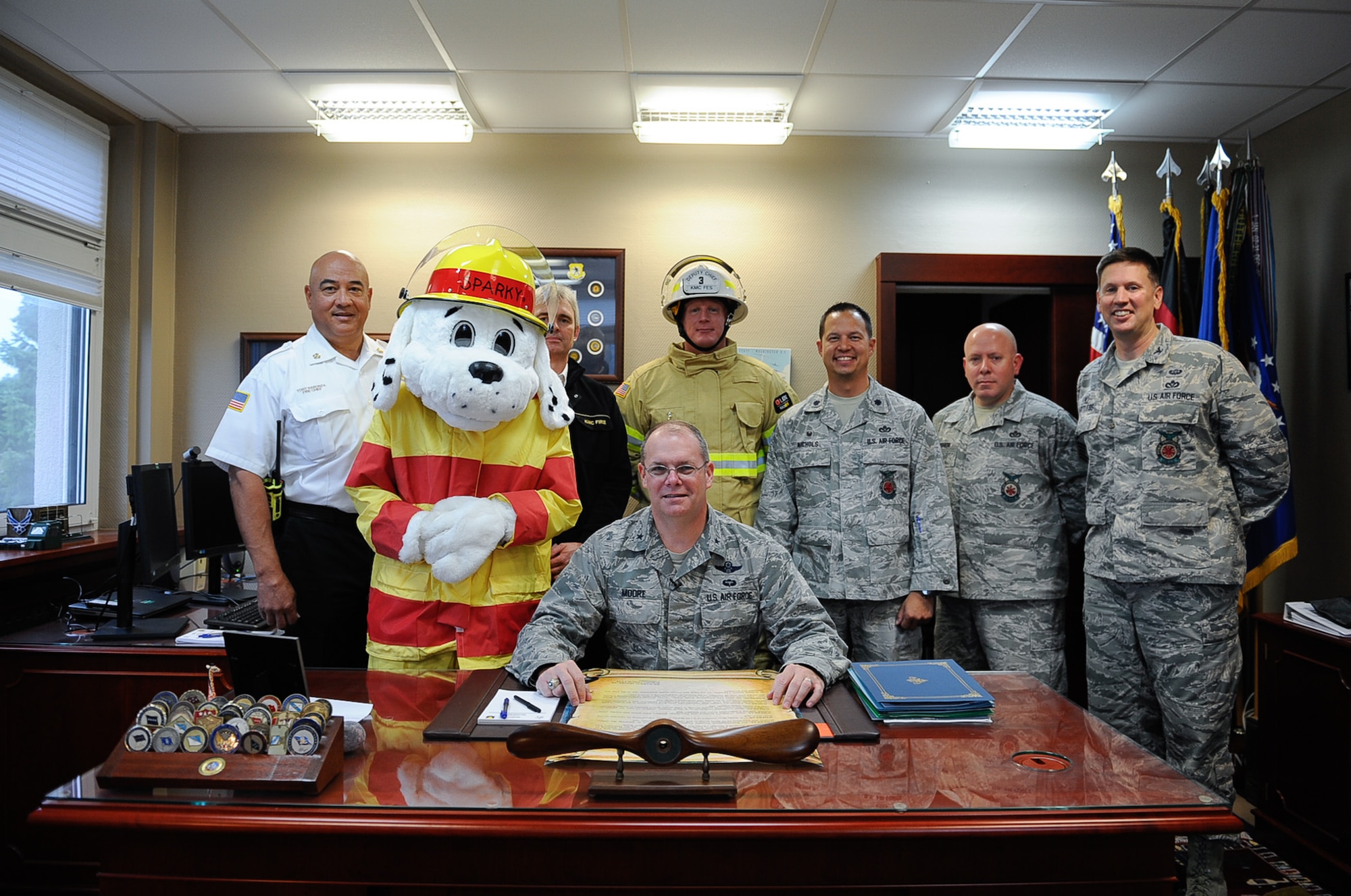 This year’s Fire Prevention Week theme, “Every second counts, plan two ways out!”, is to encourage people to have more than one safe exit during a fire incident. (U.S. Air Force photo by Airman 1st Class Savannah L. Waters)