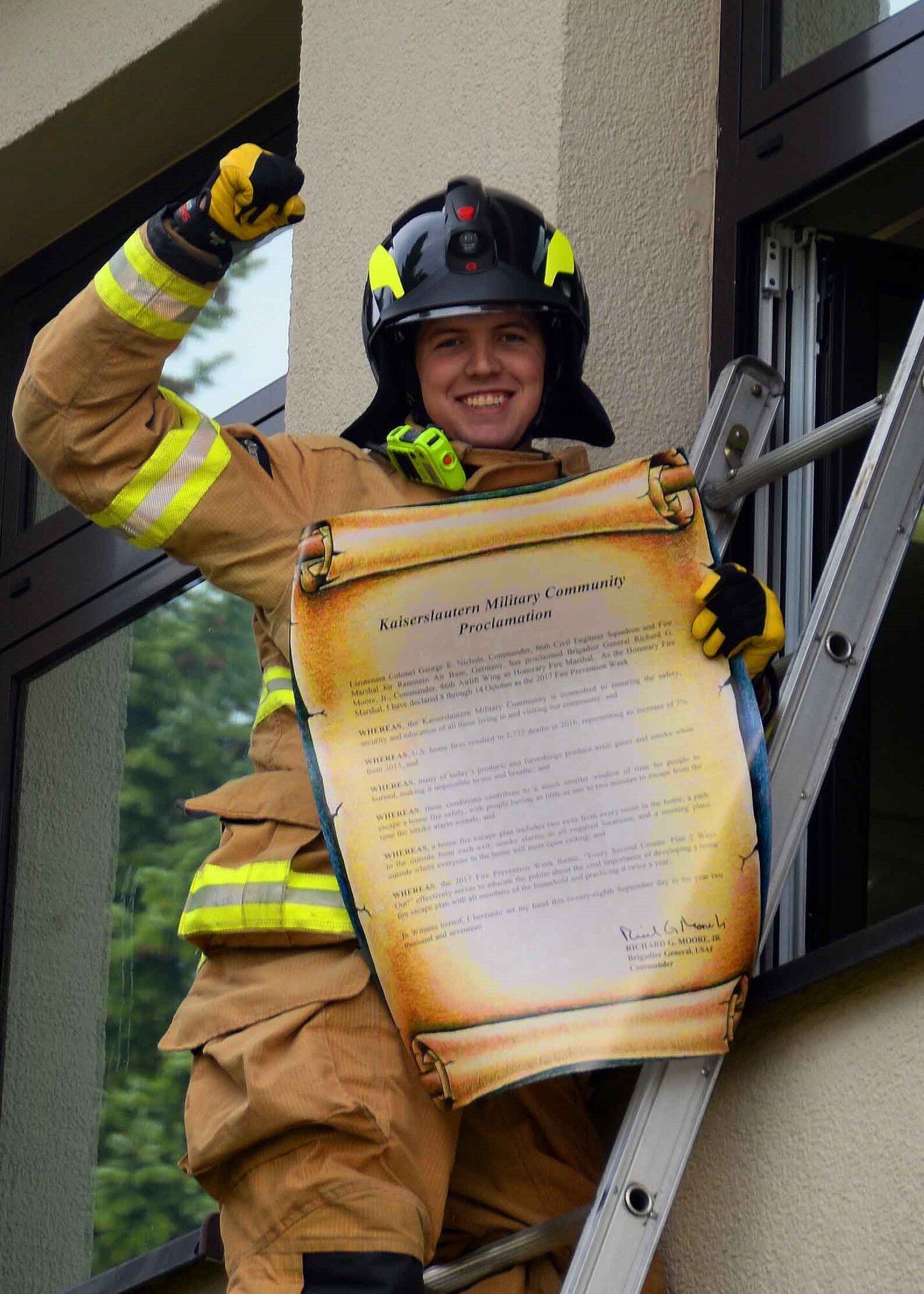 This year’s Fire Prevention Week theme, “Every second counts, plan two ways out!”, is to encourage people to have more than one safe exit during a fire incident. (U.S. Air Force photo by Airman 1st Class Savannah L. Waters)