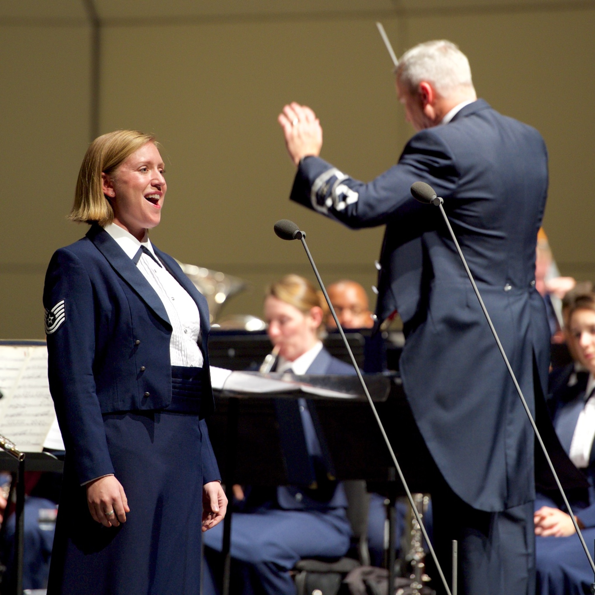 Technical Sgt. Mandy Harper performs as a tour soloist with the Concert Band (U.S. Air Force Photo by CMSgt Bob Kamholz)