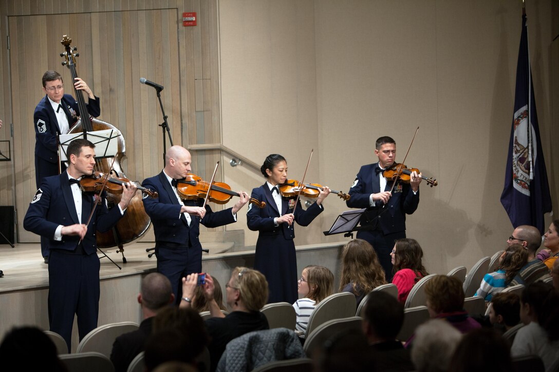 The Air Force Strings perform a variety of repertoire and are frequently featured as soloists (U.S. Air Force Photo by CMSgt Kevin Burns)