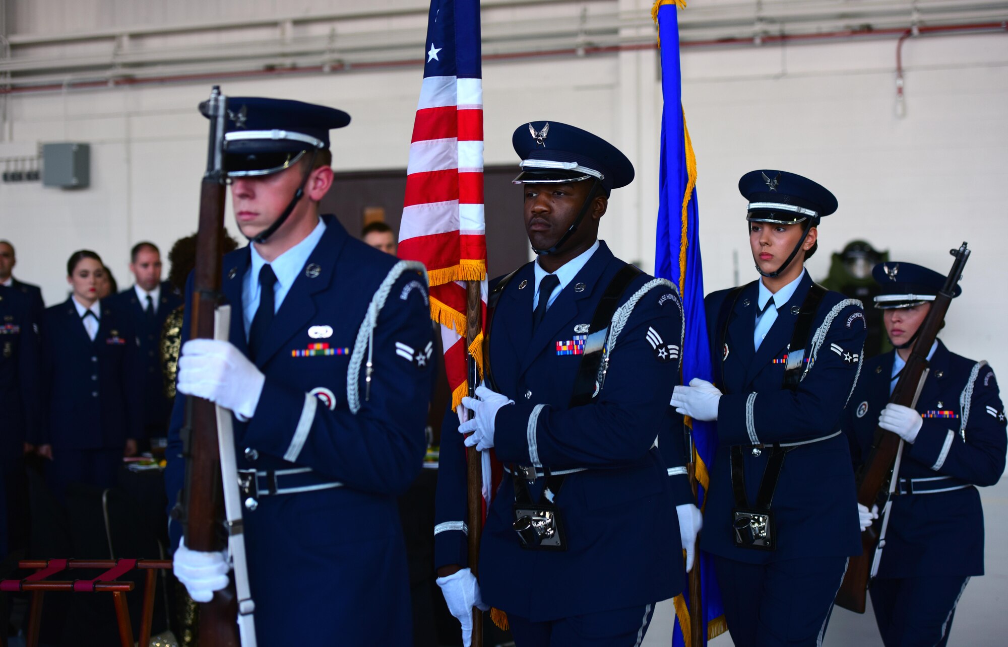 Members of Team Whiteman gather to commemorate the 70th anniversary of the U.S. Air Force at Whiteman Air Force Base, Mo., Sept. 23, 2017.
