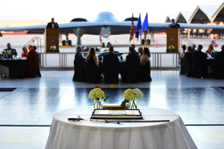 Members of Team Whiteman gather to commemorate the 70th anniversary of the U.S. Air Force at Whiteman Air Force Base, Mo., Sept. 23, 2017.