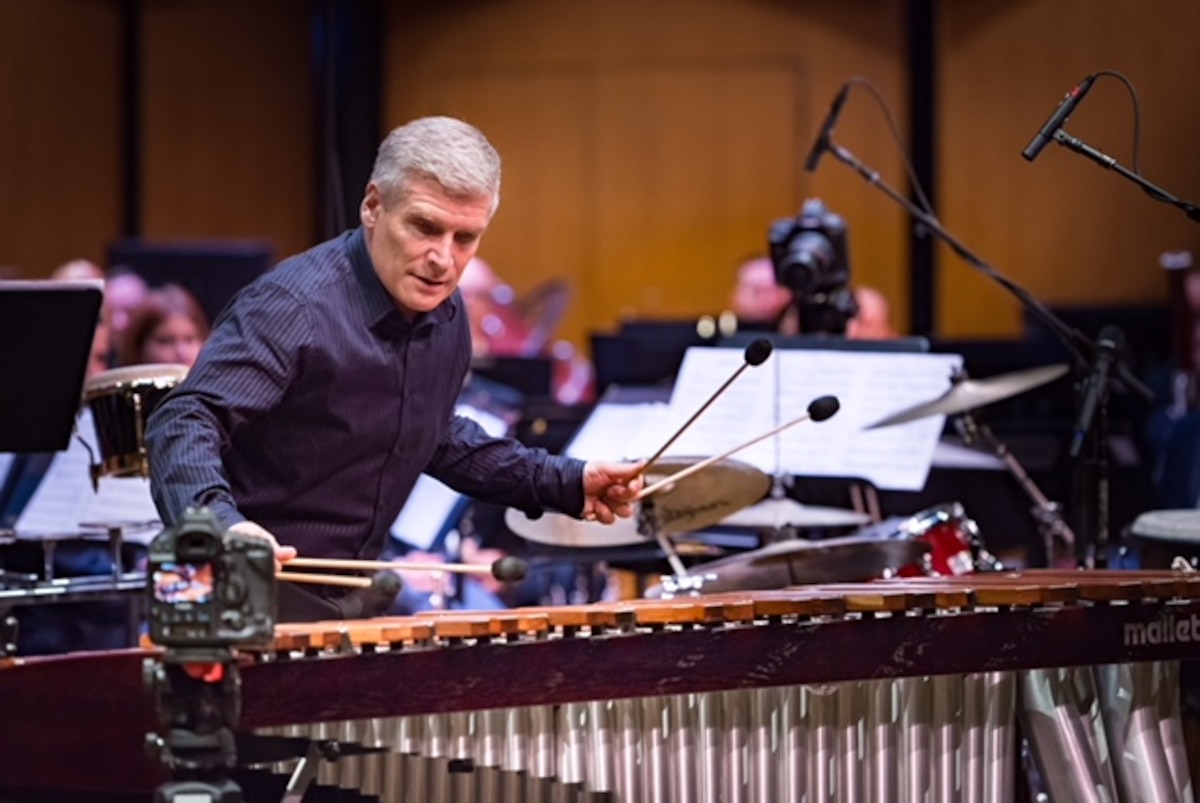 Michael Burritt will reprise his Guest Artist Series appearance with the Concert Band on April 10th at the Eastman School of Music, playing the New York premiere of "Pseudovector" by Matt Curlee. (Photo by CMSgt Robert Kamholz/released)
