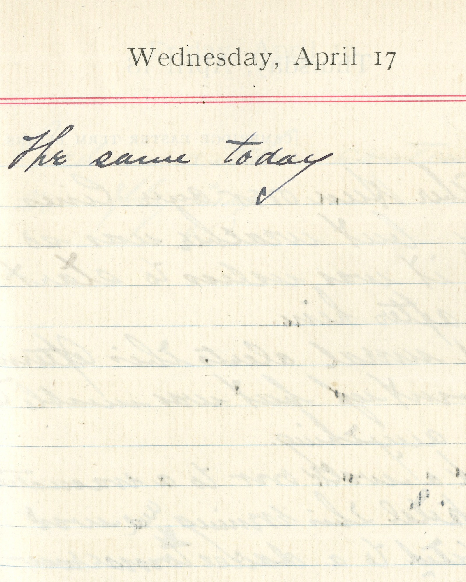 Capt. Edward V. Rickenbacker's 1918 wartime diary entry. (04/17/1918). The same today.