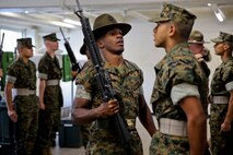 WEEKLY TOP SHOT WINNER!!!!

You voted and this week’s top shot comes from Delta Company’s SDI inspection!

A drill instructor with Delta Company, 1st Recruit Training Battalion, quizzes a recruit during a senior drill instructor inspection at Marine Corps Recruit Depot San Diego, March 29. Drill instructors test recruits to see how much knowledge they’ve retained thus far in recruit training. Recruits take part in a series of classes to learn about such things as the history of the Marine Corps and uniform standards. Annually, more than 17,000 males recruited from the Western Recruiting Region are trained at MCRD San Diego. Delta Company is scheduled to graduate June 1.

 Photo by: Lance Cpl. Alexander L. Gist