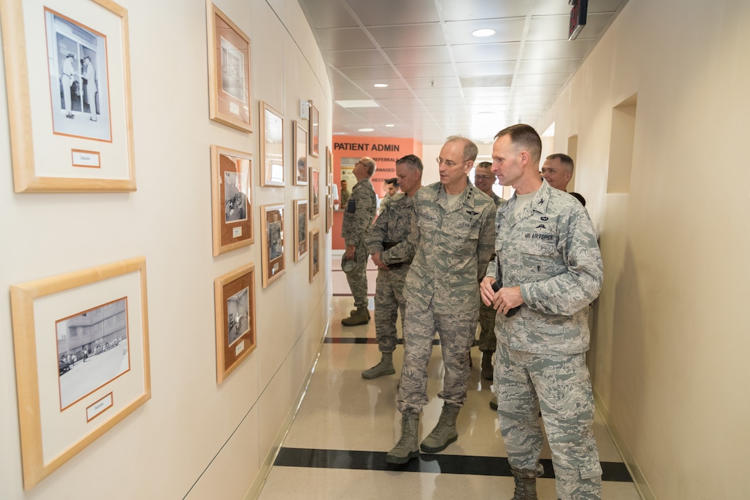 Photos of Lt. Gen. Mark Ediger, U.S. Air Force Surgeon General, and entourage on a tour of various facilities on and around Edwards Air Force Base