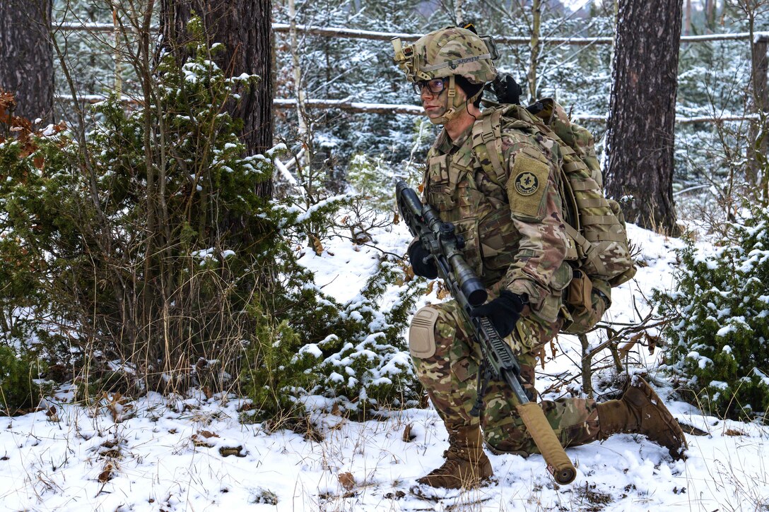A soldier provides security during a live-fire validation exercise.