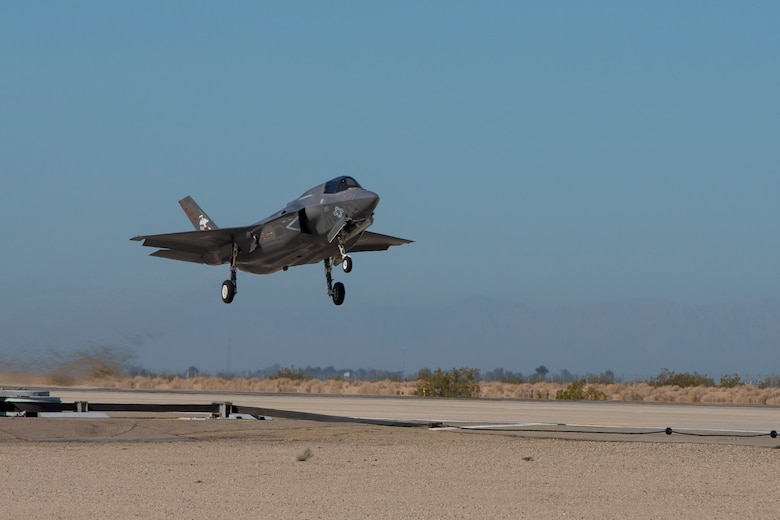 The Commanding Officer of Marine Fighter Attack Squadron 122 (VMFA-122), Lt. Col. John P. Price, conducts VMFA-122's first flight operations in an F-35B Lightning II on Marine Corps Air Station (MCAS) Yuma, Ariz., March 29, 2018. VMFA-122 is conducting the flight operations for the first time as an F-35 squadron.