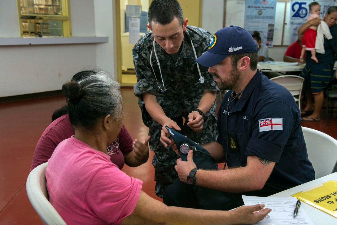 A patient gets a blood pressure reading.