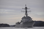 BATH, Maine (March 28, 2018) The future USS Thomas Hudner (DDG 116) commences builder's trials.  Trials completed March 31 after the ship spent four days underway off the coast of Maine.