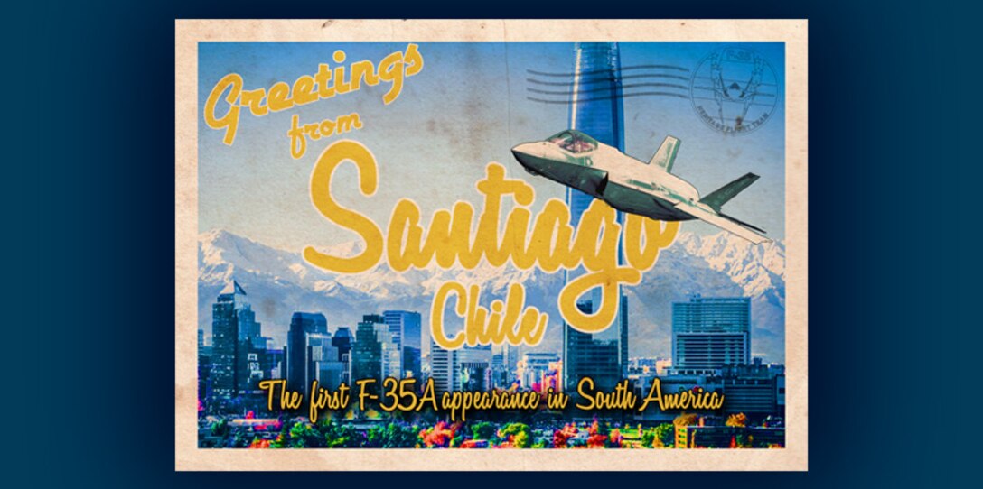 Graphic commemorating two F-35 Lightning II's landing in South America
