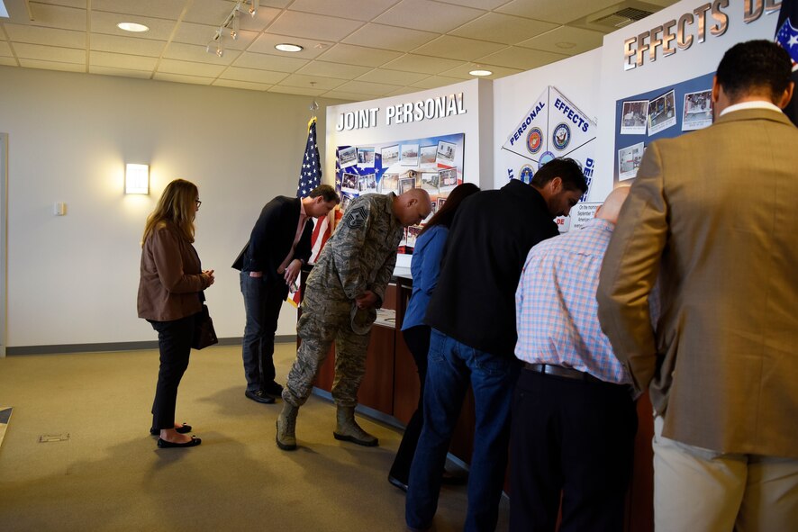 During their two day visit, MacDill Air Force Base civic leaders tour the Joint Personal Effects Depot March 29, 2018, at Dover AFB, Del. The group was able to see JPED, Air Force Mortuary Affairs Operations, Armed Services Medical Examiner System, the Dover Fisher House and the Center for the Families of the Fallen. (U.S. Air Force Photo by Airman 1st Class Zoe M. Wockenfuss)