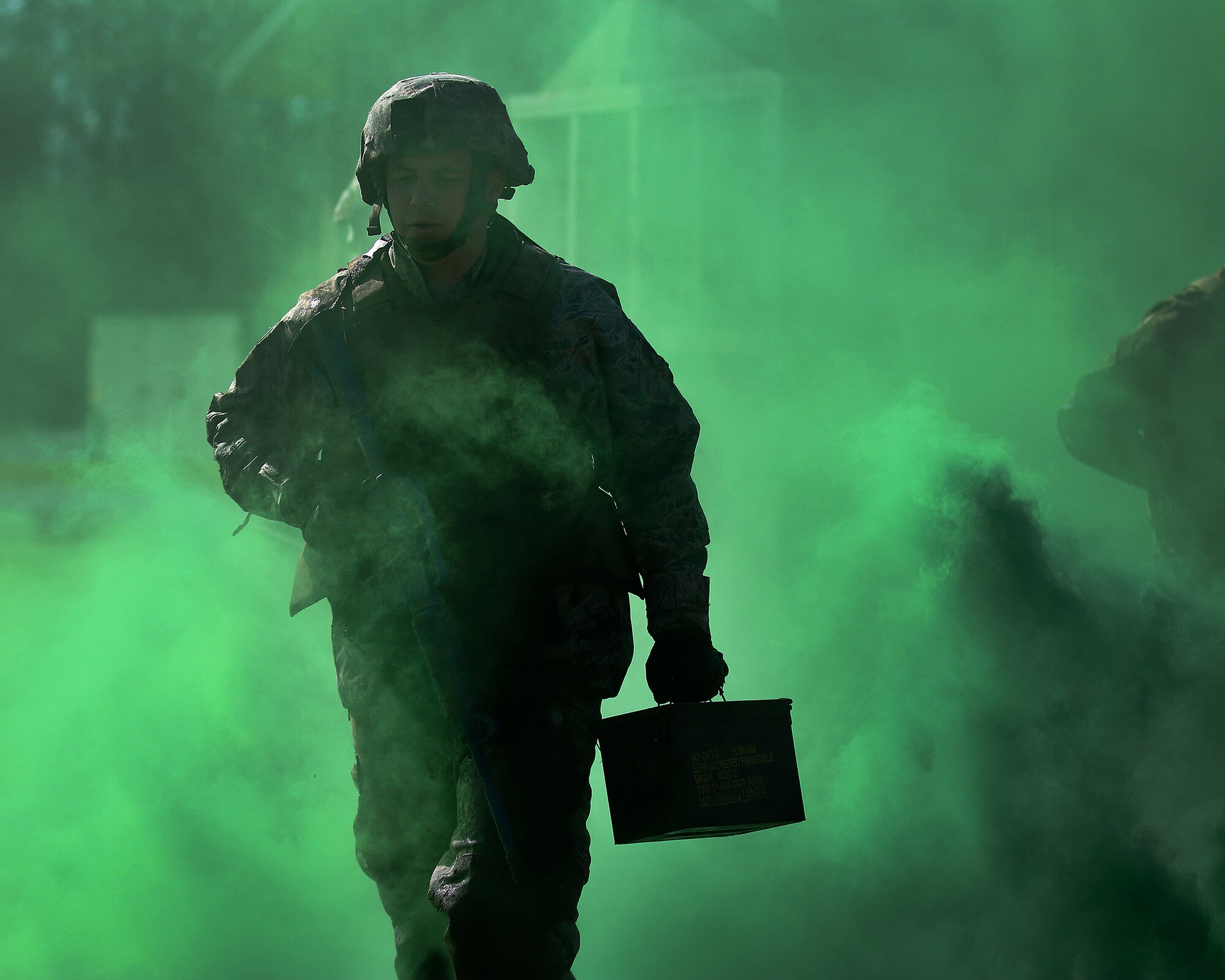 Members of the 445th Security Forces Squadron participate in the unit’s annual winter challenge March 2, 2018.