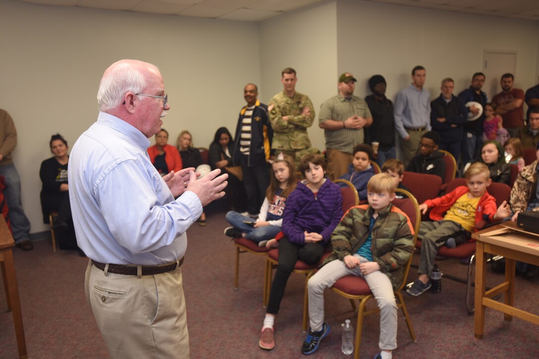 Tony Bivens, U.S. Army Corps of Engineers Nashville District operations manager for the Nashville area, gives a safety briefing for a tour of Old Hickory Dam on  “Bring Your Kids to Work Day” March 30, 2018. (USACE Photo by Lee Roberts)