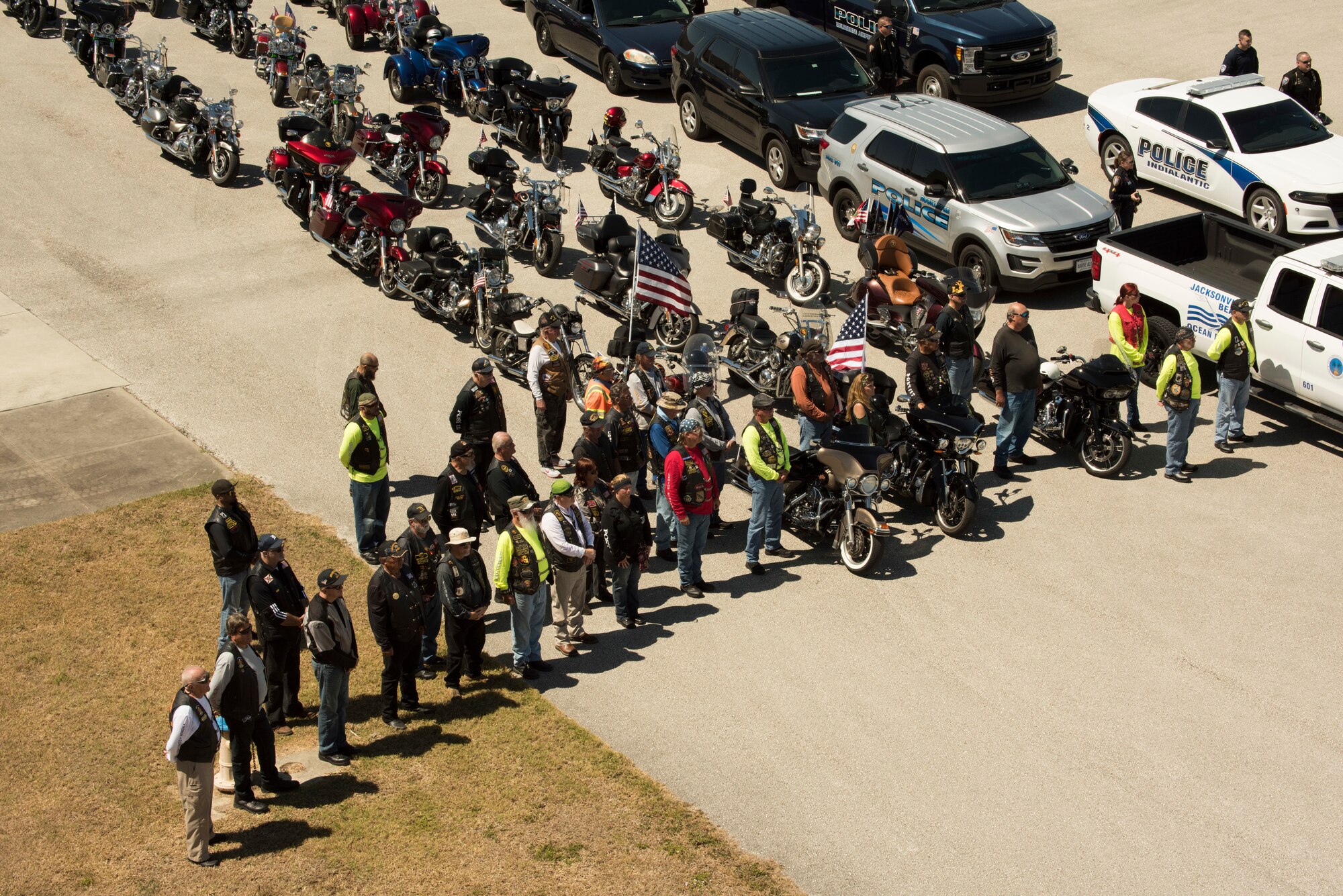 Master Sgt. William Posch arrived home to Patrick Air Force Base April 3, 2018 at noon after being killed in action in Iraq last month where he was greeted by many community members. The Patriot Guard Riders were among those who showed their support and escorted the motorcade for Posch's dignified transfer. The entire base lined the streets of Patrick Air Force Base to pay respect to MSgt. Posch and his family for their ultimate sacrifice. (U.S. Air Force photo)