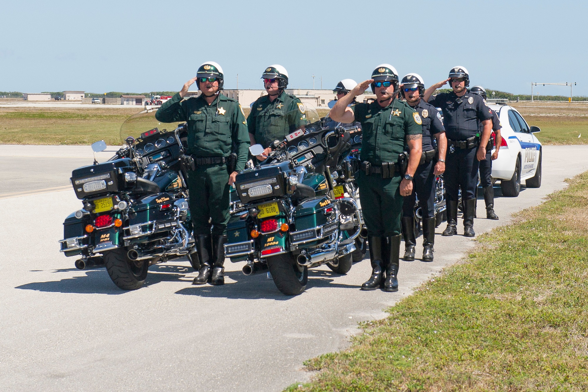 Master Sgt. William Posch arrived home to Patrick Air Force Base April 3, 2018 at noon after being killed in action in Iraq last month where he was greeted by many community members. Brevard County Sheriff deputies rendered salutes before escorting the motorcade for Posch's dignified transfer. The entire base lined the streets of Patrick Air Force Base to pay respect to MSgt. Posch and his family for their ultimate sacrifice. (U.S. Air Force photo)