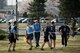 Teammates congratulate each other after scoring a point during an ultimate frisbee match, March 28, 2018, Yokota Air Base, Japan.
