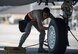 Airman 1st Class Omar Rodriguez, 391st Aircraft Maintenance Unit weapons specialist, places the tire chalks around the tire of an F-15E Strike Eagle April 2, 2018, at Tyndall Air Force Base, Florida. The 391st Fighter Squadron participated in Combat Archer and Hammer, which allowed them to practice air-to-air and air-to-ground maneuvers.