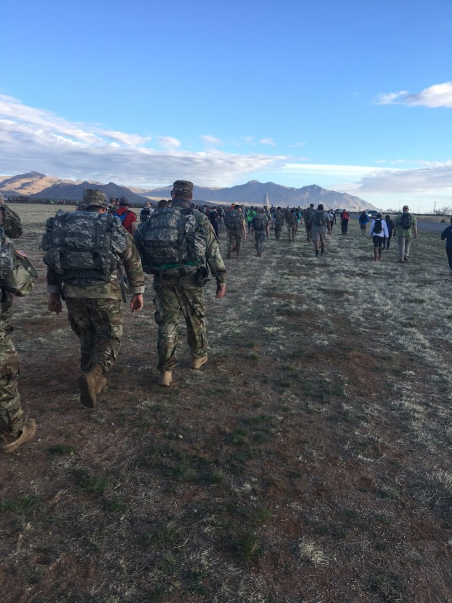 Participants of the 29th annual Bataan Memorial Death March, make their way through the 26.2 miles course, March 25, 2018, at White Sands, N.M.