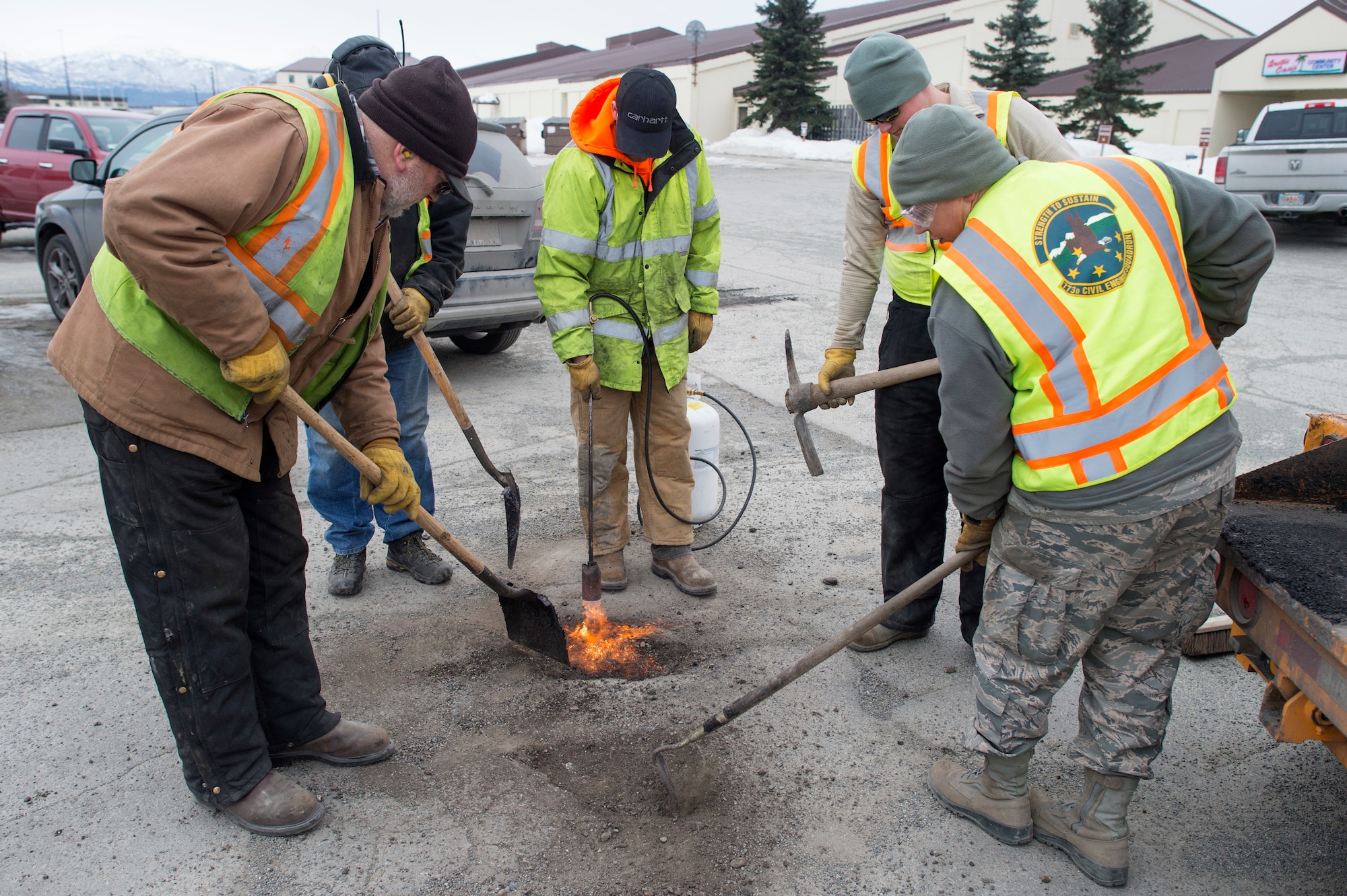 773rd Civil Engineer Squadron repairs potholes at JBER