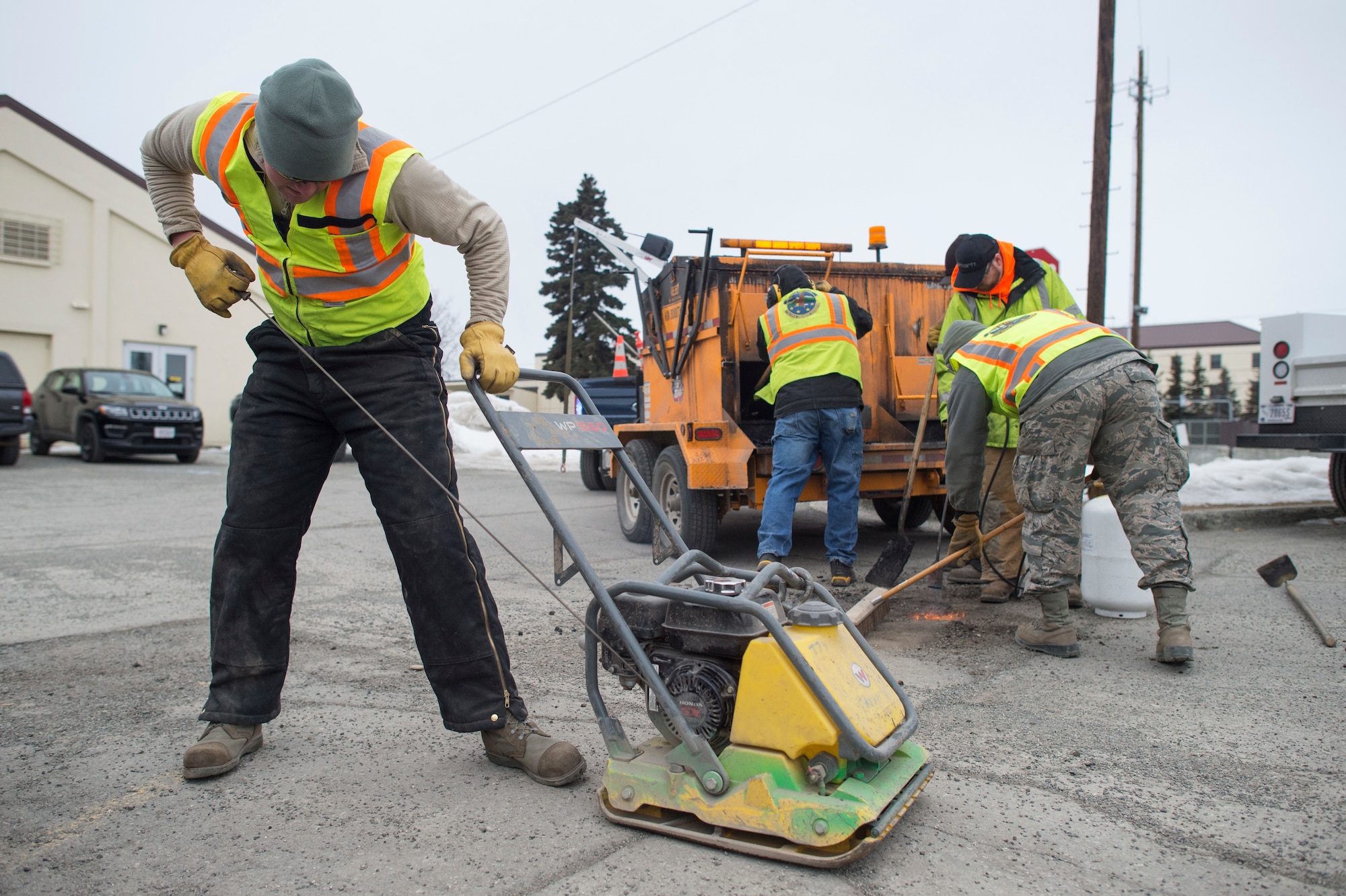 773rd Civil Engineer Squadron repairs potholes at JBER