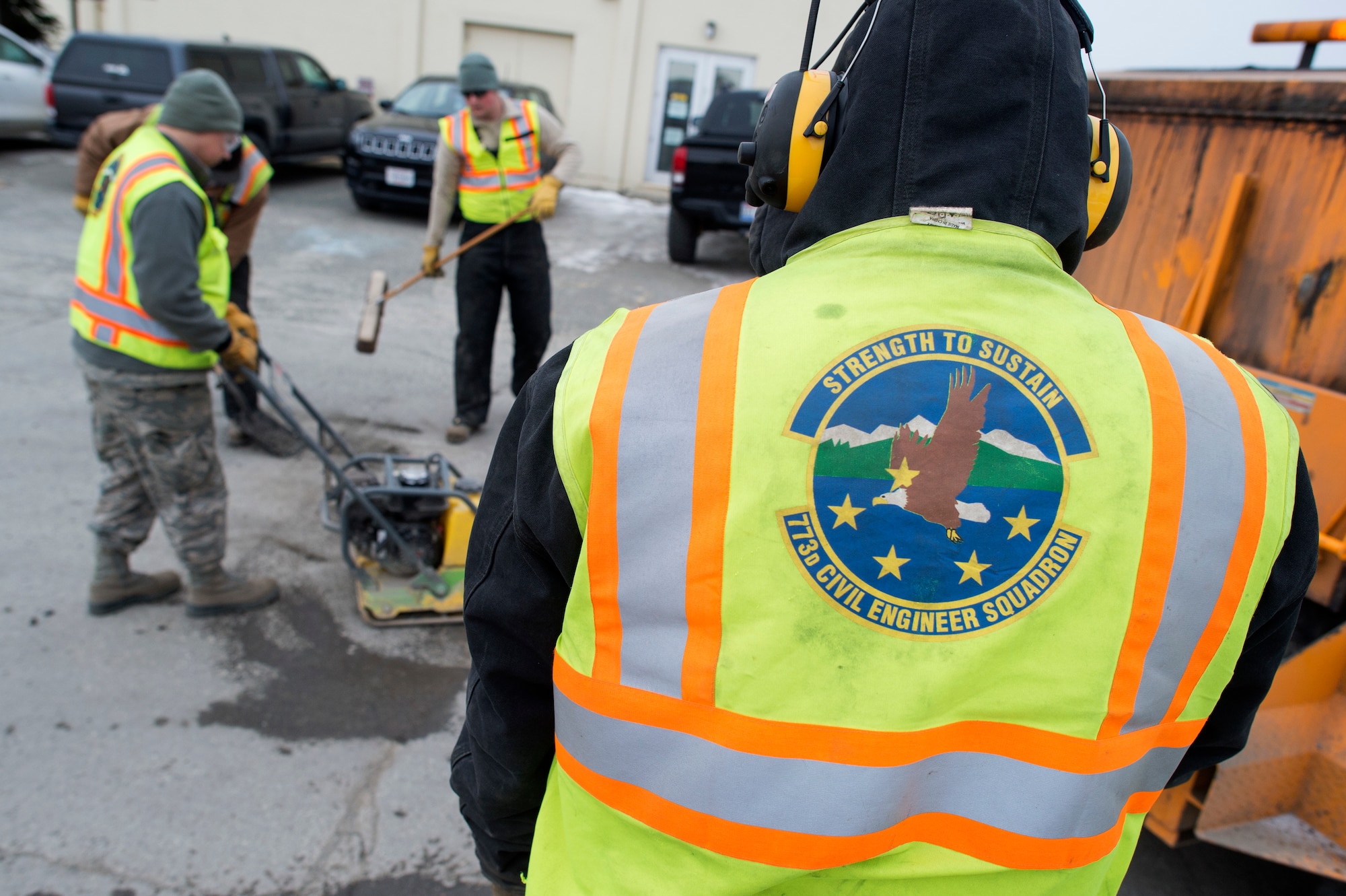 773rd Civil Engineer Squadron repairs potholes at JBER