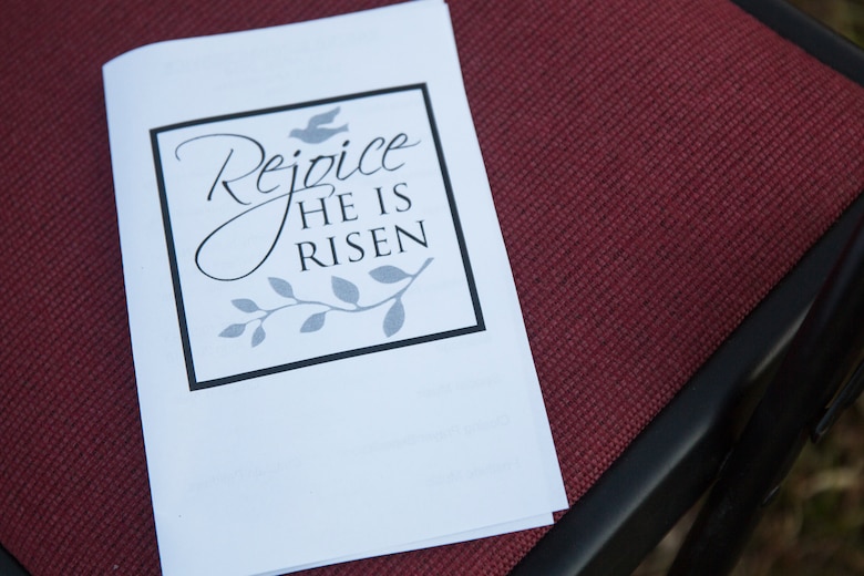 A pamphlet from the Easter Sunrise Service on Marine Corps Base Camp Lejeune, April 1. The service was held in the morning as the sun rises to symbolize the rise of Christ.