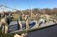 Members of the 445th Force Support Squadron assemble a temporary lodging facility during the March 4, 2018 unit training assembly at Wright-Patterson Air Force Base, Ohio.