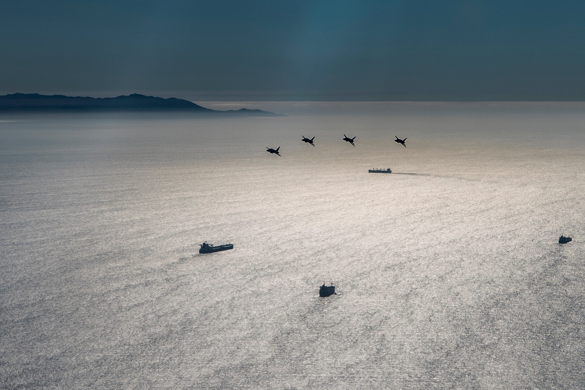 Aircraft with the 71st Flying Training Wing, Vance Air Force Base, Okla., fly in formation March 29, 2018, near Los Angeles. Crews of the 71st FTW were selected to fly over Dodger Stadium to begin the Dodgers' 2018 Major League Baseball season. (U.S. Air Force photo by Tech. Sgt. Erik Cardenas)