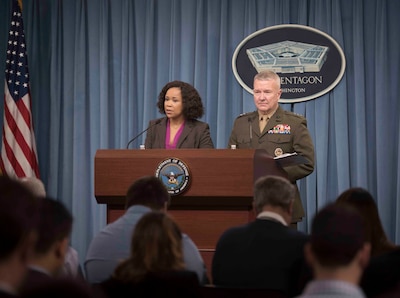 Chief Pentagon spokesperson Dana W. White and Marine Corps Lt. Gen. Kenneth F. McKenzie, the Joint Staff director, brief reporters at the Pentagon.