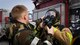 U.S. and Republic of Korea Air Force firefighters work together to put out a fire during a training exercise on Osan Air Base, Republic of Korea, March 26, 2018.