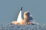 180326-N-UK333-005 PACIFIC OCEAN (March 26, 2008) An unarmed Trident II D5 missile launches from the Ohio-class ballistic missile submarine USS Nebraska (SSBN 739) off the coast of California. The test launch was part of the U.S. Navy Strategic Systems Program’s demonstration and shakedown operation certification process. The successful launch certified the readiness of an SSBN crew and the operational performance of the submarine’s strategic weapons system before returning to operational availability. (U.S. Navy photo by Mass Communication Specialist 1st Class Ronald Gutridge/Released)