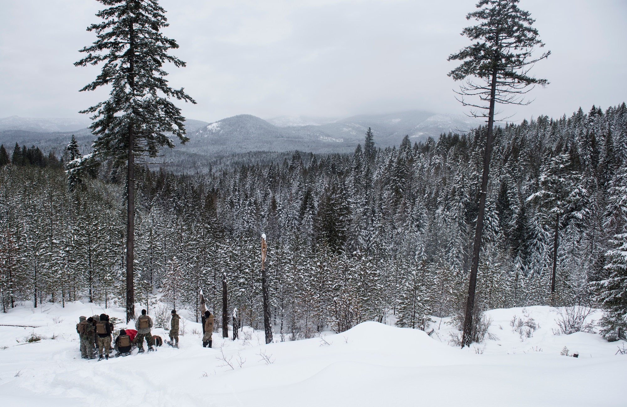 Students in the Survival, Evasion, Resistance and Escape School, learn about different ways to communicate with aircraft at the Air Force Survival School Training Area in Cusick, Washington, Feb. 18, 2018. (U.S. Air Force photo/Senior Airman Sean Campbell)