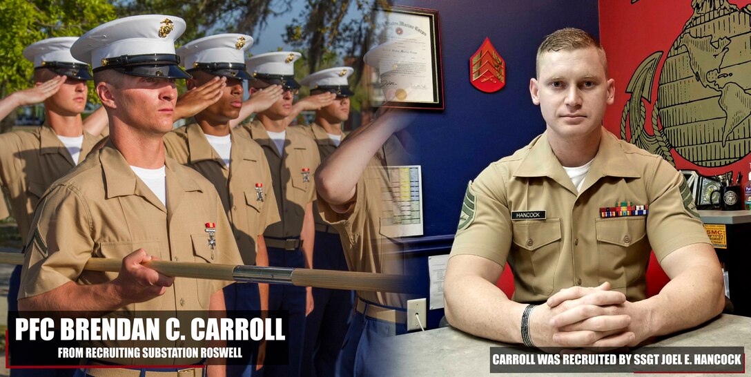Private First Class Brendan C. Carroll graduated Marine Corps recruit training Apr. 6, 2018, aboard Marine Corps Recruit Depot Parris Island, South Carolina. Carroll was the Honor Graduate of platoon 2025. Carroll was recruited by SSgt Joel E. Hancock from Recruiting Substation Roswell. (U.S. Marine Corps photo by Lance Cpl. Jack A. E. Rigsby)