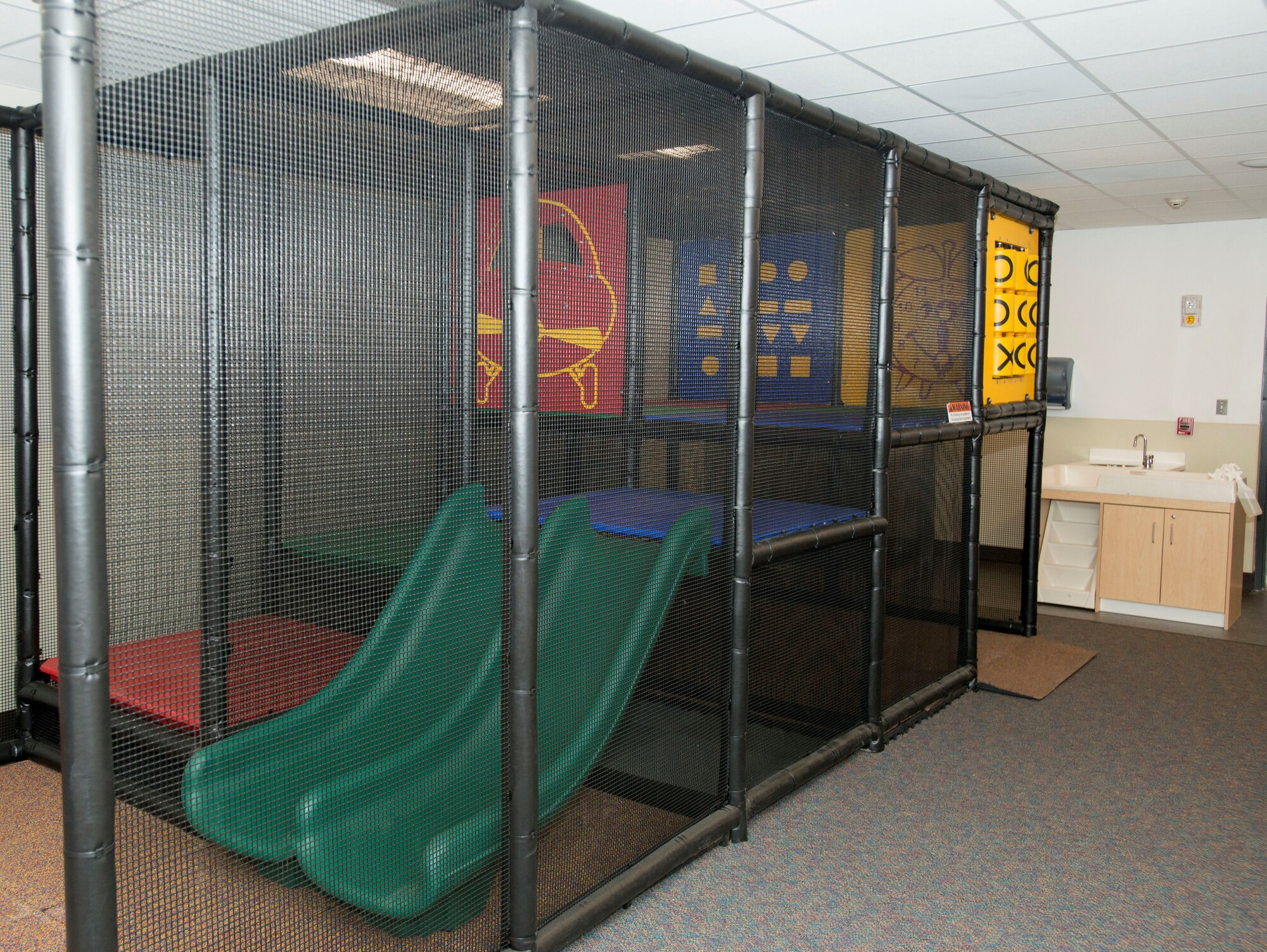 The 20th Force Support Squadron main fitness center new multi-room addition at Shaw Air Force Base, S.C., has an area for children to play while their parents are working out.