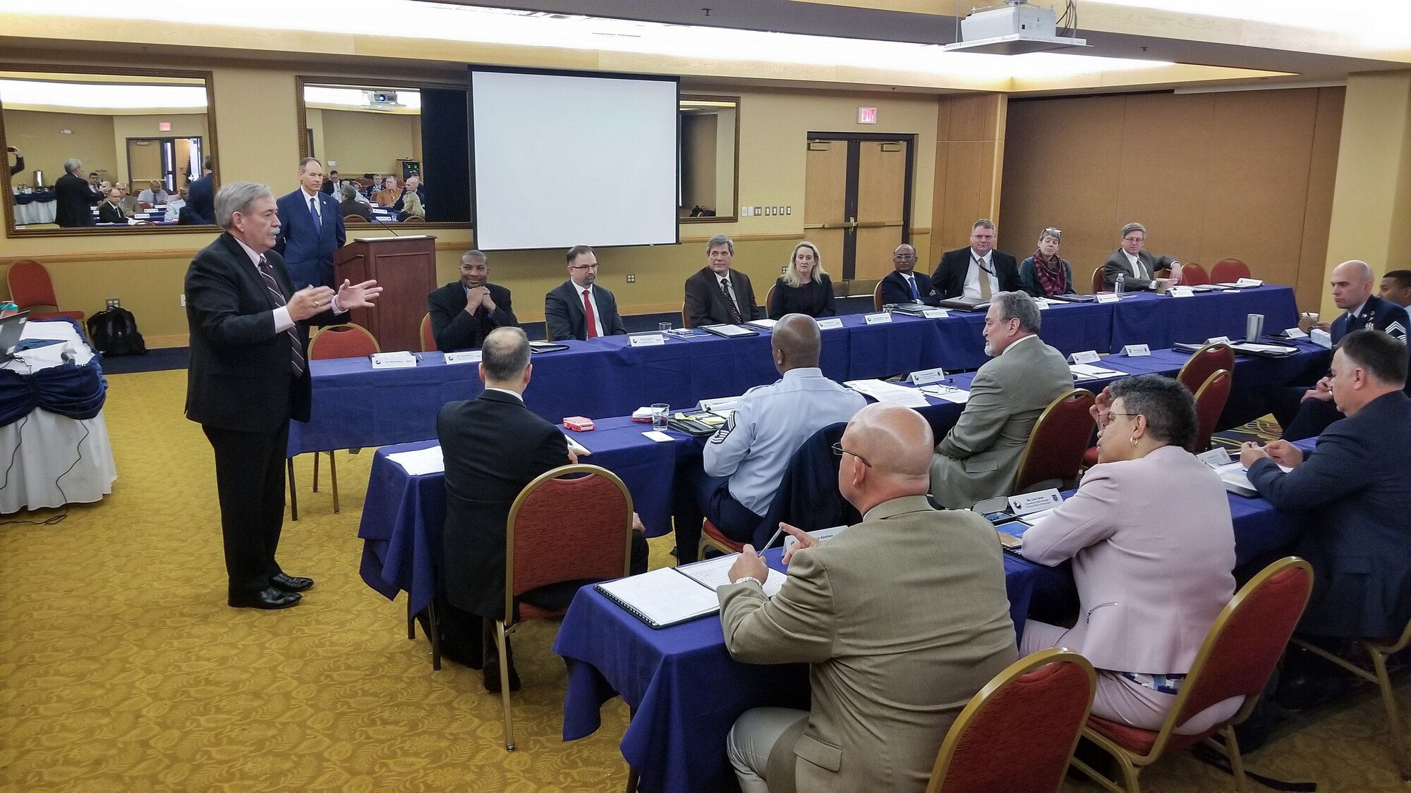 Bill Parsons speaks to attendees of the Air Force Occupational Safety Corporate Committee
