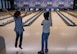 Students from the Altus Air Force Base Youth Center watch to see how many pins they knock down while bowling at the Galaxy Grill and Lanes, April 5, 2018, on Altus AFB, Okla.